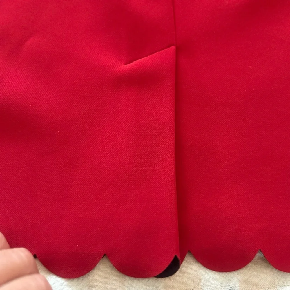 Banana Republic Red Pencil Skirt with Scalloped Hem